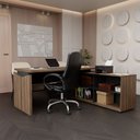 Ver imagem 2 de Mesa para Escritório Office 1 Porta Nogal/Preto - Panorama Móveis