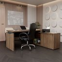 Ver imagem 1 de Mesa para Escritório Office 1 Porta Nogal/Preto - Panorama Móveis