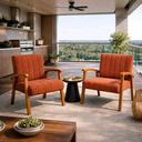 Ver imagem 1 de Conjunto 2 Poltronas Haley Tecido Boucle Estrutura Madeira Maciça para Recepção Sala de Estar:terrac