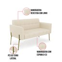 Ver imagem 6 de Sofá Namoradeira e 2 Poltronas Pé de Ferro Dourado Elisa Linho Bege A19 D03 - D'Rossi