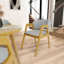 Ver imagem 4 de Kit com 4 Cadeiras Agatha Madeira Maciça Estofada para Mesa de Jantar Linho Cinza 407