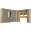 Ver imagem 3 de Guarda-Roupa Casal Modulado Portofino 13 Portas 4 Gavetas com Pés e Espelho Jequitibá/Granizo - Pnr