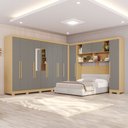 Ver imagem 1 de Guarda-Roupa Casal Modulado Portofino 13 Portas 4 Gavetas com Pés e Espelho Jequitibá/Granizo - Pnr