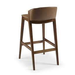 Banqueta Média 65cm de Madeira Maciça Ilha de Cozinha Bar Balcão Bancada - Maísa Champagne/couríssim - 2