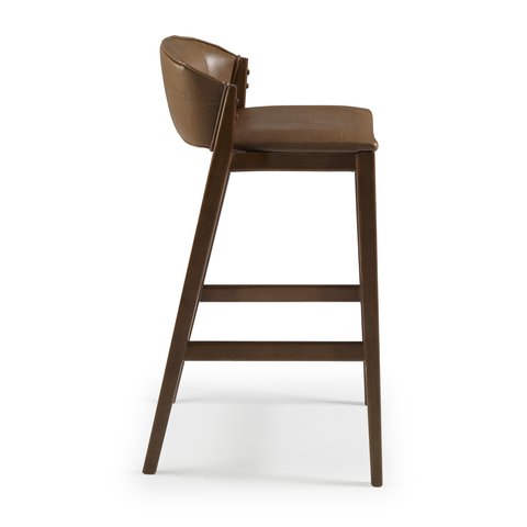 Banqueta Média 65cm de Madeira Maciça Ilha de Cozinha Bar Balcão Bancada - Maísa Champagne/couríssim