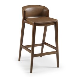 Banqueta Média 65cm de Madeira Maciça Ilha de Cozinha Bar Balcão Bancada - Maísa Champagne/couríssim - 3