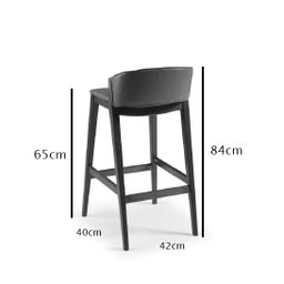 Banqueta Média 65cm de Madeira Maciça Ilha de Cozinha Bar Balcão Bancada - Maísa Champagne/couríssim - 6