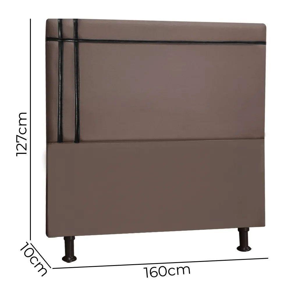 Cabeceira Estofada Royal 160cm Suede Fita Preta Vs Decor Café - 5