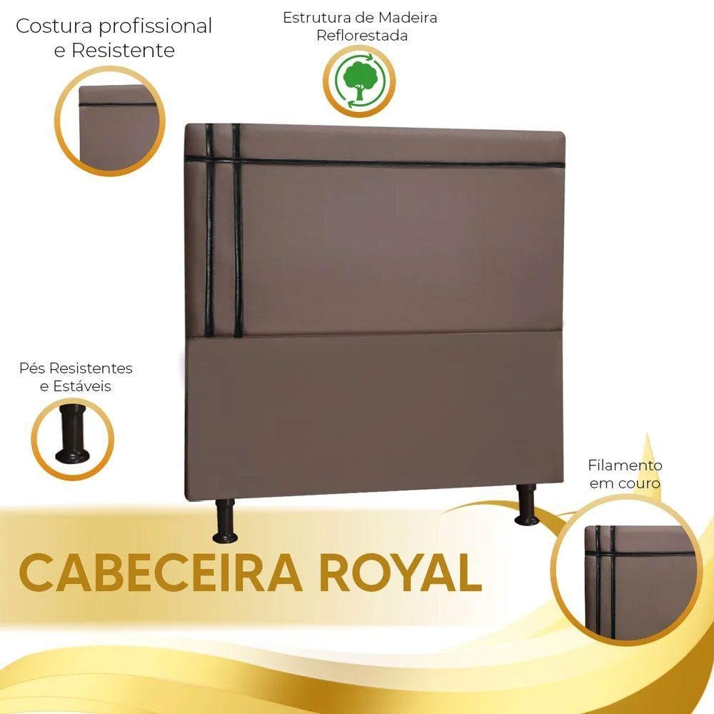 Cabeceira Estofada Royal 160cm Suede Fita Preta Vs Decor Café - 4