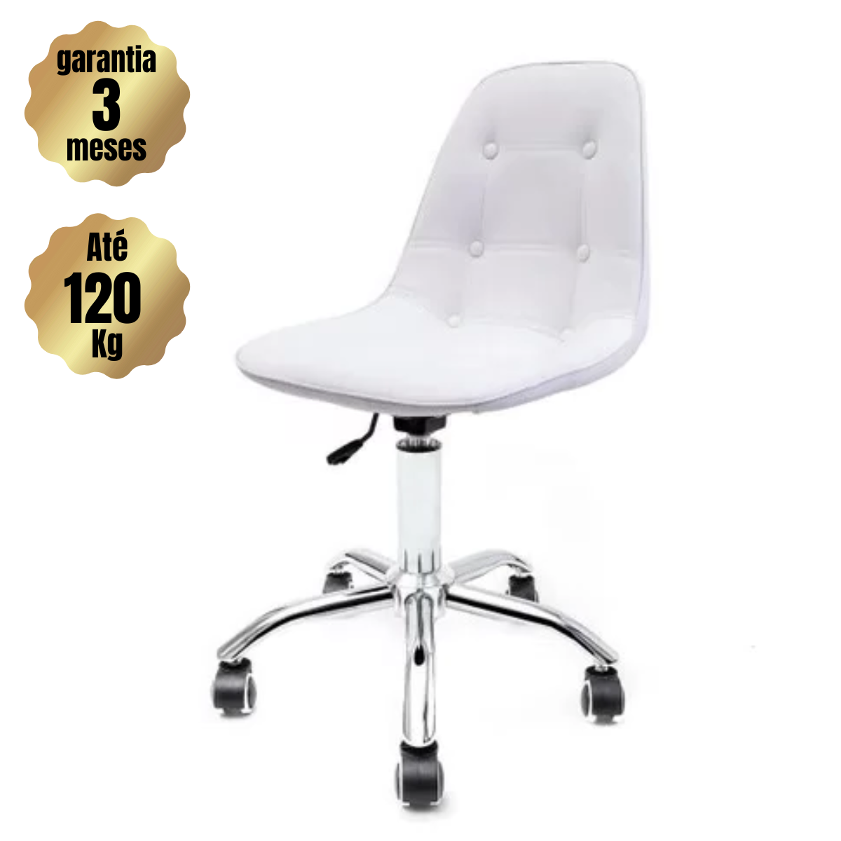 Cadeira Botonê Leda Eames Branca - Base Giratória Cromada - 2