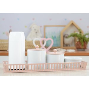 Kit Higiene Bebê Moderno Porcelana Rose Térmica Banho Bancada Maternidade