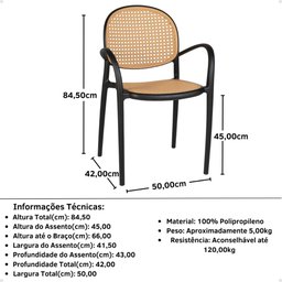 Kit 2 Cadeiras de Jantar Roma com Braço para Sala e Cozinha - 7