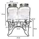 Ver imagem 5 de Suqueira Dupla Vidro Inox com Suporte Dispenser 4 Litros Agua Suco Festa Casamento Premium Luxo