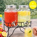 Ver imagem 2 de Suqueira Dupla Vidro Inox com Suporte Dispenser 4 Litros Agua Suco Festa Casamento Premium Luxo