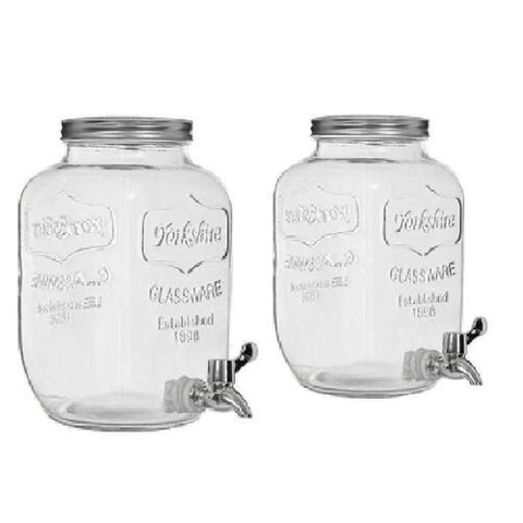 Suqueira Dupla Vidro Inox com Suporte Dispenser 4 Litros Agua Suco Festa Casamento Premium Luxo