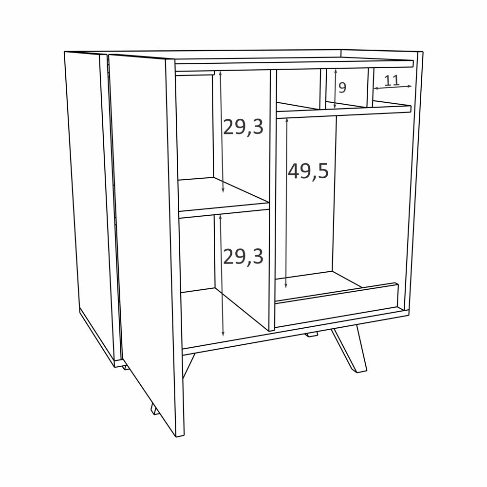 Barzinho com Adega 03 Garrafas 76cm 01 Porta Bar2010-Pr Estilare Preto - 5