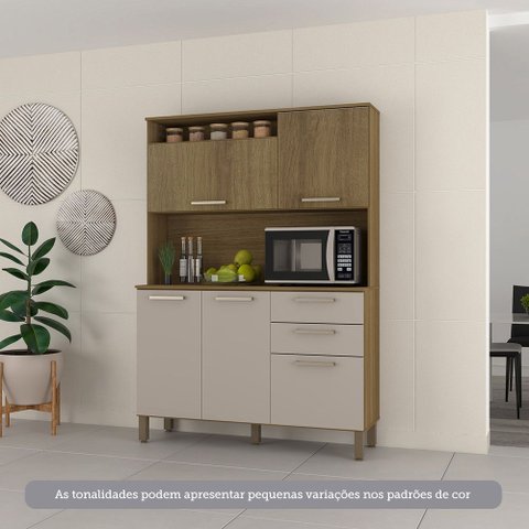 Cozinha Compacta 130,70cm 5 Portas e 2 Gavetas com Tampo 352 Luciane Móveis