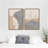 Quadro Tela Composição Traço Casal Abs Moldura Bege 2X 45X30Cm - 1