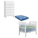 Ver imagem 1 de Berço Americano Lila com Colchão e Cômoda Gaveteiro Ternura Baby Branco Brilho - Incorplac