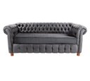Ver imagem 3 de Dois Sofás Chesterfield Luiz XV 2,30cm Suede Cinza Chumbo sala de estar/recepção/ barbearia