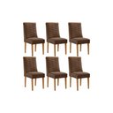 Ver imagem 1 de Cadeira Sala de Jantar Maldivas Kit 6 Un Naturalle/suede Marrom - Rufato