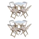 Ver imagem 1 de Kit 2 Conjuntos de Mesa com 4 Cadeiras de Madeira Dobrável 70x70 sem Pintura/Crua