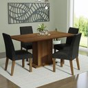 Ver imagem 1 de Conjunto Sala de Jantar Mesa Tampo de Madeira 4 Cadeiras Rustic/oxford Keila Madesa