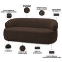 Ver imagem 4 de Sofá 3 Lugares Orgânico Sala de Estar Living 170cm Carmen F04 Veludo Marrom - Lyam Decor