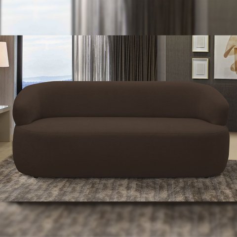 Sofá 3 Lugares Orgânico Sala de Estar Living 170cm Carmen F04 Veludo Marrom - Lyam Decor