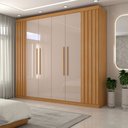 Ver imagem 1 de Guarda-roupa Casal Rúbeo 6 Portas 3 Gavetas Ripado Cinamomo/off White - Panorama Móveis