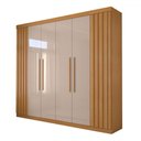 Ver imagem 3 de Guarda-roupa Casal Rúbeo 6 Portas 3 Gavetas Ripado Cinamomo/off White - Panorama Móveis