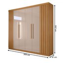 Ver imagem 4 de Guarda-roupa Casal Rúbeo 6 Portas 3 Gavetas Ripado Cinamomo/off White - Panorama Móveis