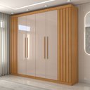 Ver imagem 5 de Guarda-roupa Casal Rúbeo 6 Portas 3 Gavetas Ripado Cinamomo/off White - Panorama Móveis
