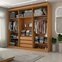 Ver imagem 2 de Guarda-roupa Casal Rúbeo 6 Portas 3 Gavetas Ripado Cinamomo/off White - Panorama Móveis
