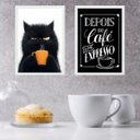 Ver imagem 2 de Kit 2 Quadros Café - Gato Mal Humorado 45x34cm:moldura Preta