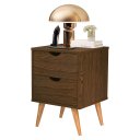 Ver imagem 1 de Mesa de Cabeceira para Quarto 2 Gavetas Decore Madri Retrô Pés Palito:canela