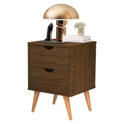 Mesa de Cabeceira para Quarto 2 Gavetas Decore Madri Retrô Pés Palito:canela - 1
