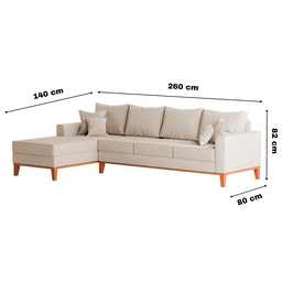 Sofá 4 Lugares Beny com Chaise Lado Esquerdo Linho Bege - 6