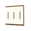 Ver imagem 1 de Roupeiro Ule 6 Portas Imbuia Champanhe Calceiros Alumínio e Puxadores Mdf 218cm