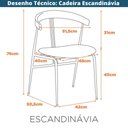 Ver imagem 6 de Kit 2 Cadeiras Escandinávia Fratini Encosto Madeira Assento Tecido Nude Estrutura Aço Champangne