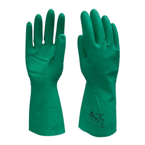 Luva Nitrílica Verde com Forro Nitrilite Ca 42398 Lalan Advansafety (12 Pares)