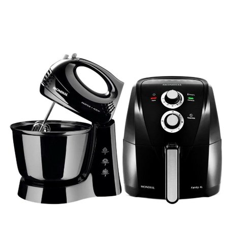 Kit Air Fryer Mondial 4l 1500w e Batedeira Mondial Pratica 3,6l 400w