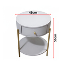 Ver imagem 4 de Mesa De Cabeceira Sophie Redondo Com Gaveta - Mdf e metal  - Cor: Cinza Claro
