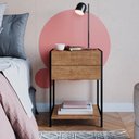 Ver imagem 1 de Mesa de Cabeceira Industrial 45cm com 2 Gavetas e Prateleira - Vermont/preto Fosco