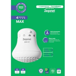 Ducha Max 4 Temperatura 5700w 220v Branco Zagonel - 2