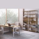Ver mais imagens de Escrivaninha Mesa Escritório Diretoria com Balcão Home Office Concept 3 Gavetas 1 Porta 180cm Nogal
