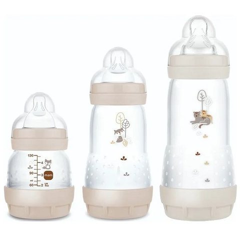Kit com 3 Mamadeiras Easy Start Anticolica 130/260/320ml Mam Neutra