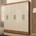 Ver imagem 1 de Guarda Roupa Casal 6 Portas e 2 Gavetas Dallas - Amêndola Touch/off White