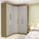 Ver imagem 1 de Guarda Roupas Modulado de Canto Diagonal 3 Peças com 5 Portas e 4 Gavetas Paris Luciane Móveis
