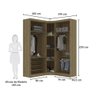 Guarda Roupas Modulado de Canto Diagonal 3 Peças com 5 Portas e 4 Gavetas Paris Luciane Móveis - 4
